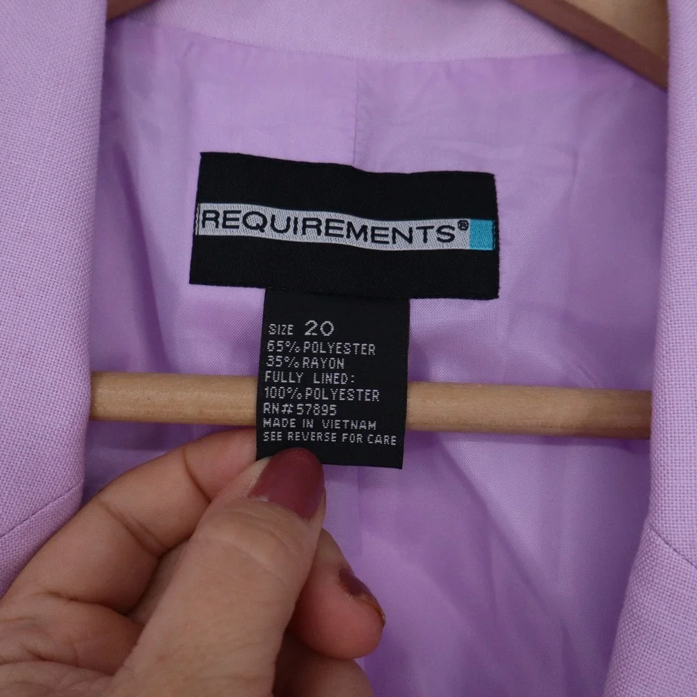 Requirements Blazer Womens 20 Monaco Linen Orchid Bloom Purple NWT Defect